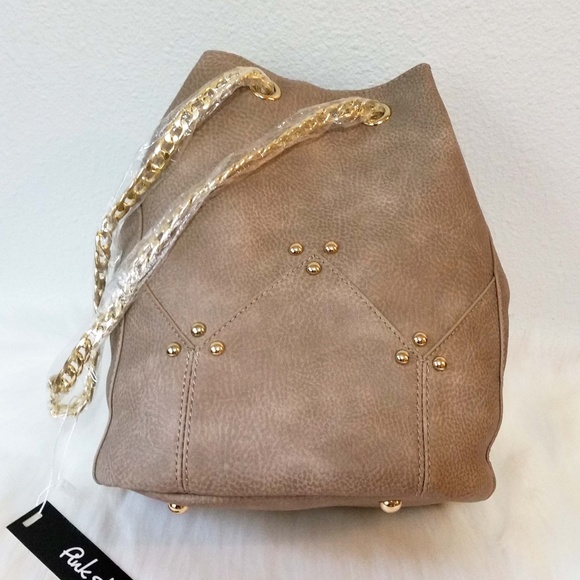 Maisie Bucket Crossbody Drawstring Purse; Taupe - Picture 7 of 7